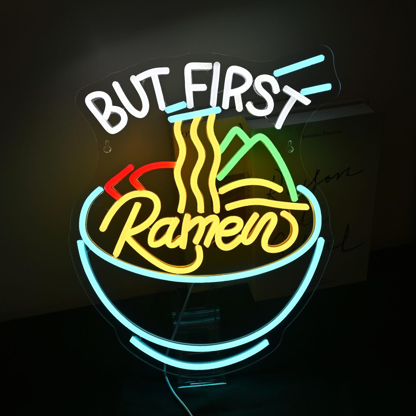 SIGNSHIP Ramen Bowl Neon Sign But First Ramen LED Sign Noodle Neon Sign Kitchen Wall Decor Welcome Sign for Restaurant Gift for Ramen Lovers