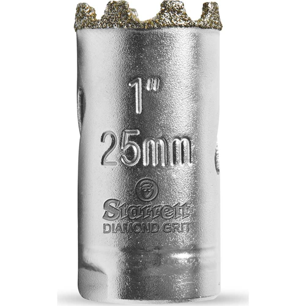 Starrett Diamond Grit Hole Saw - D0100 Ceramic and Tile Drill Cutter - For Brick Glass Marble Slate Stone Porcelain - 25mm (1 inch)