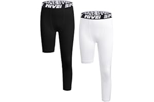 Mivei Youth Boys Compression Pants One Leg 3/4 Leggings for Sports Kids Basketball Tights Baseball Football Pants
