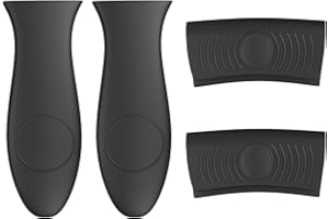 4 Pack Silicone Hot Skillet Handle Holder and Pot Holders Cover Sleeve, Heat Resistant Cast Iron Potholder Protectors Grip, A