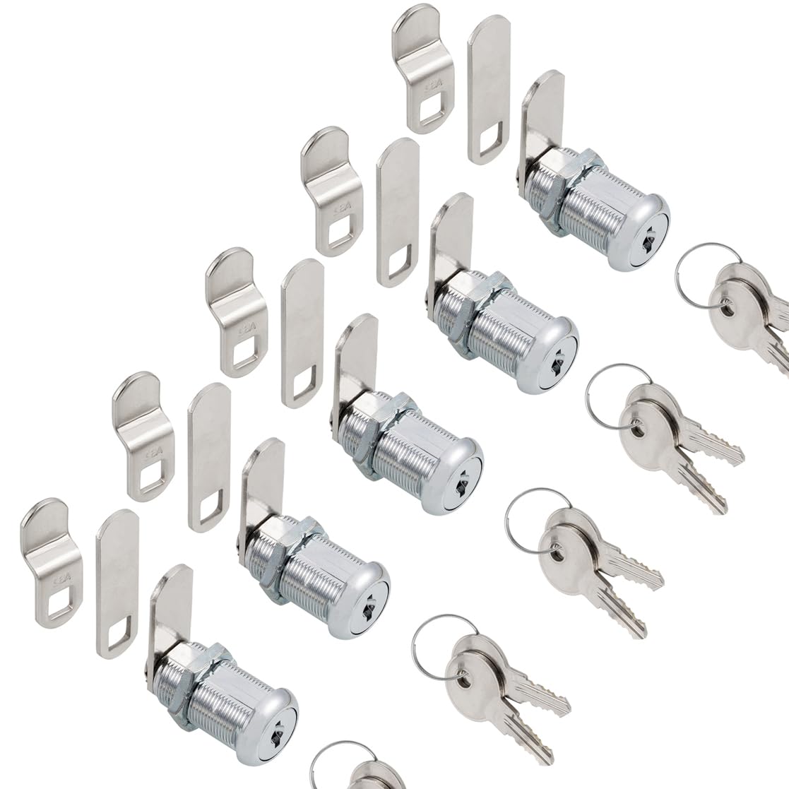 Photo 1 of Cabinet Cam Locks Keyed Alike, 1-1/8” Cylinder Cam Locks for Tool Box RV Compartment Mailbox Vending Machine Drawer File Cabinet, Fits 7/8” Max Panel Thickness, Chrome Finish with 3 Cams and 2 Keys