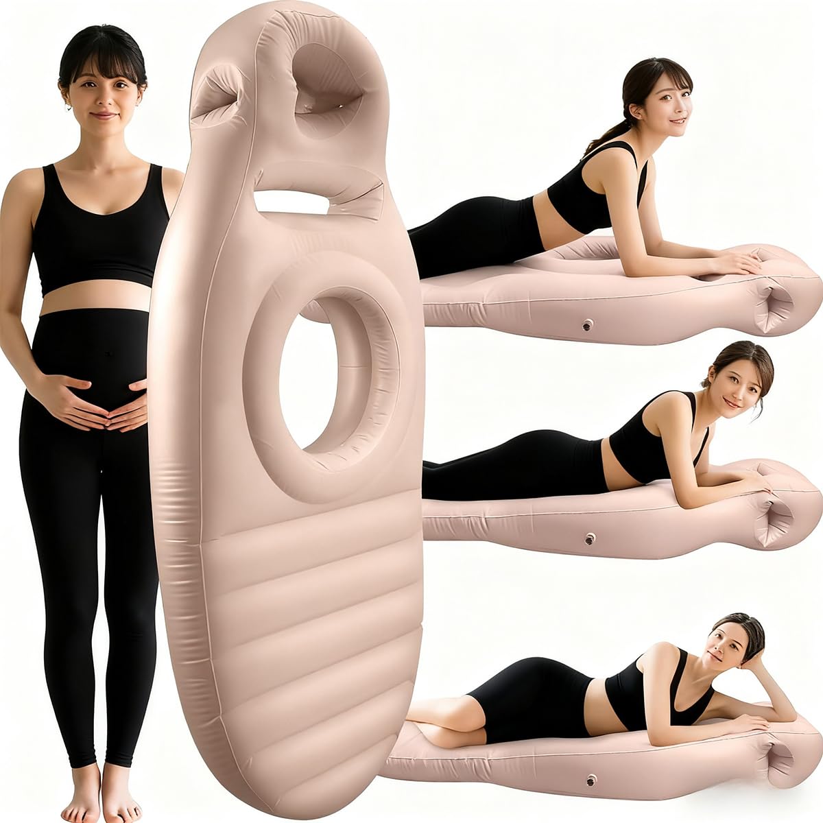 Photo 1 of Inflatable Pregnancy Pillow, Inflatable Portable Pillow, Full Body Maternity Airbed/Float with Hole for Tummy with Air Pump, Full Body Pregnancy Pillow for Stomach Sleepers