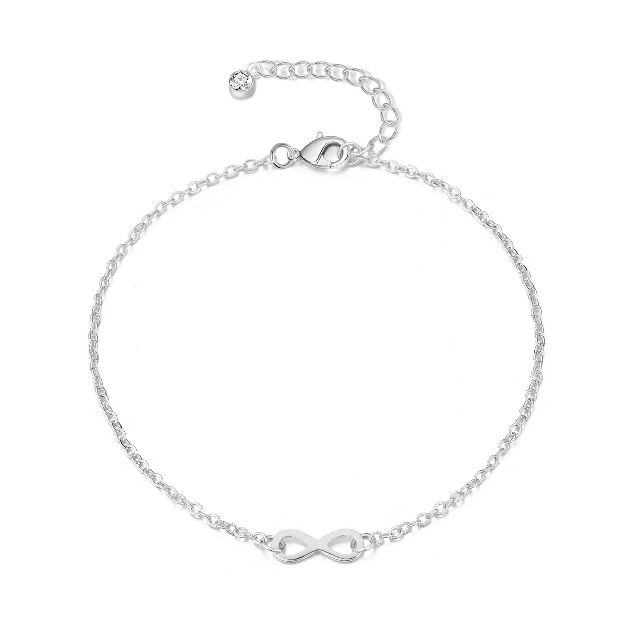 Philip Jones Silver Plated Infinity Anklet Created with Zircondia® Crystals