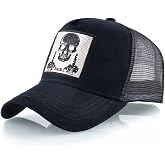 Animal Patch Mesh Trucker Baseball Cap Collection, Embroidered Design, Black