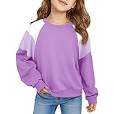Haloumoning Girls Oversized Colorblock Sweatshirts Kids Fashion Fleece Drop Shoulder Pullover 5-14 Years