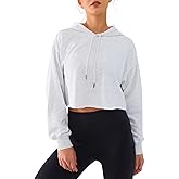 DITOK Womens Cropped Hoodie Sweatshirt Oversize Long Sleeve Loose Hoodies Ladies Drop Shoulder Pullover Casual Athletic