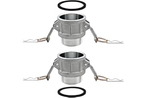 BITOTU 2PCS Type B Aluminum Global Cam and Groove Hose Fitting NPT B-150 1-1/2" Type B with 2 PCS Camlock Gasket Female Camlock with Male Threads (1.5 inch, Type B)