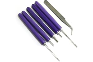 RLECS 6 in 1 Paper Quilling Tools Kits (5pcs Quilling Slotted Tools + 1 Piece Elbow Stainless Steel Tweezer)