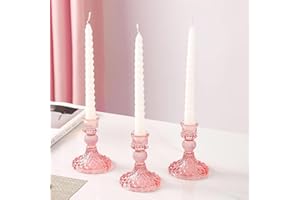 ESDALLINA Glass Candlestick Holder Taper and Candle Holder Desktop Decoration for Wedding Dinning Party-3 pcs