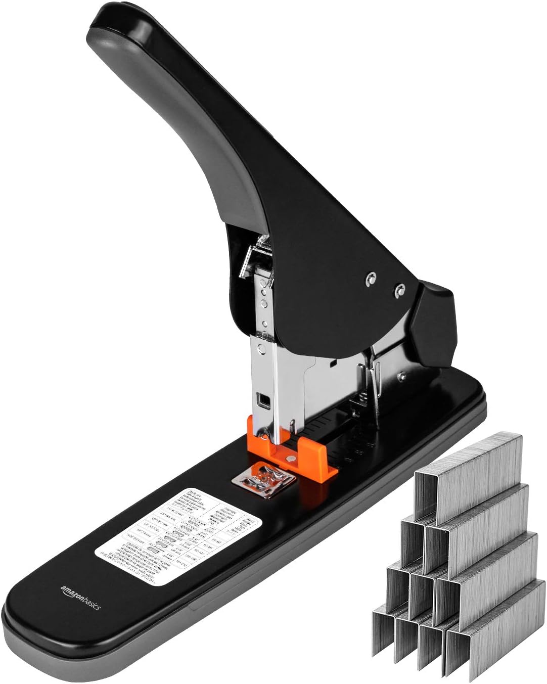 Amazon Basics Effortless Heavy-Duty Stapler, 210 Sheets, Black