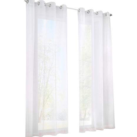 Yujiao Mao Voile Vorhang Ösen Gardinen Schal Uni Transparent Ösenvorhang 1er-Pack BxH 140x145cm Weiß