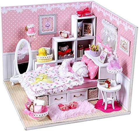 Amazon Huifen かわいいdiyミニハウス ドールハウス ミニチュア Diyキット 夢の愛 秘密の寝室 手仕事部屋 家 プラモデル 通販
