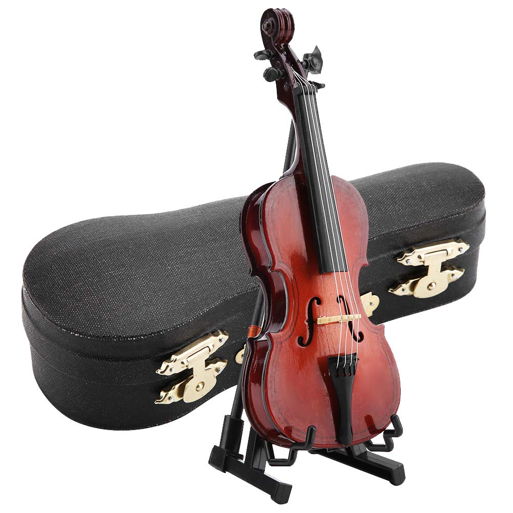 Hztyyier Miniature Cello 5.5in Wooden Instrument Model with Case Mini Violin for Decorating Houses or Offices Desk Display Musical Gifts Ornaments Ornaments