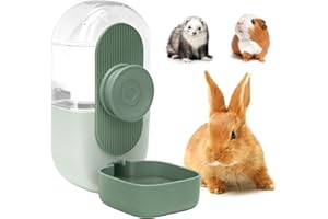 Kenond 28oz Hanging Automatic Rabbit Water Bottle, Guinea Pig Water Bottle No Drip, Gravity Water Dispenser for Cage, Suitable for Guinea Pig, Bunny, Hamsters and Other Small Animals(Green)