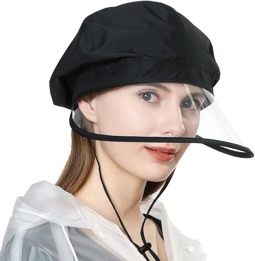 Waterproof Protection Rain Hats for Women Wide Brim Fishing Bicycle Foldable Ladies Bucket Safari Crushable Black at  Women’s Clothing store