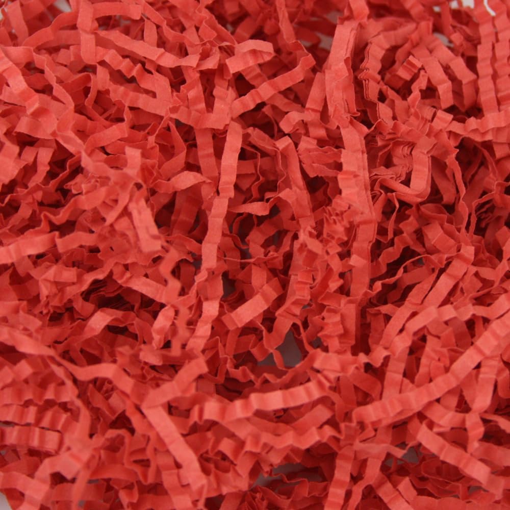 Emartbuy Red Shredded Paper 500 grams – Soft Tissue Gift Filling for Hampers, Packaging & Crafting | Lightweight Crinkle Paper for Gift Boxes, Baskets, Parcels & Decorations