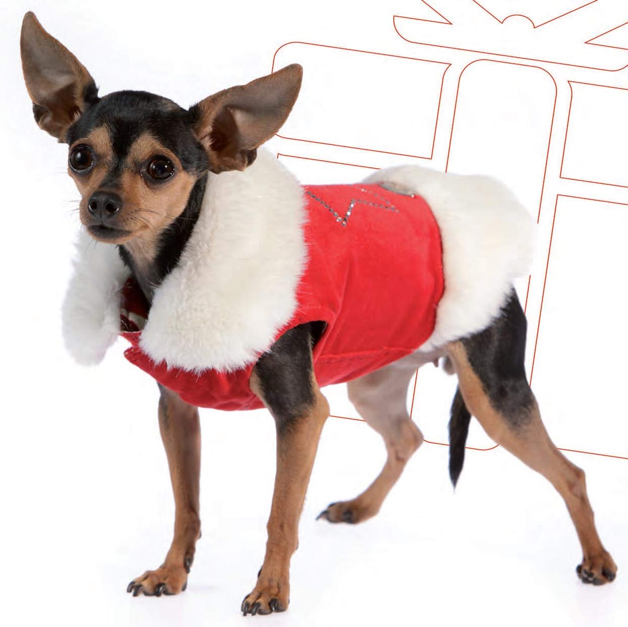 Trilly Tutti Brilli Women's Coat in Velvet with Star in Swarovski, Red, XXS - 1 Product