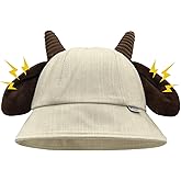 Cute Bucket Hat with Goat Horns and Ears Summer Sun Hat for Women Novelty Fishing Cap Men Rave Hat Theme Party