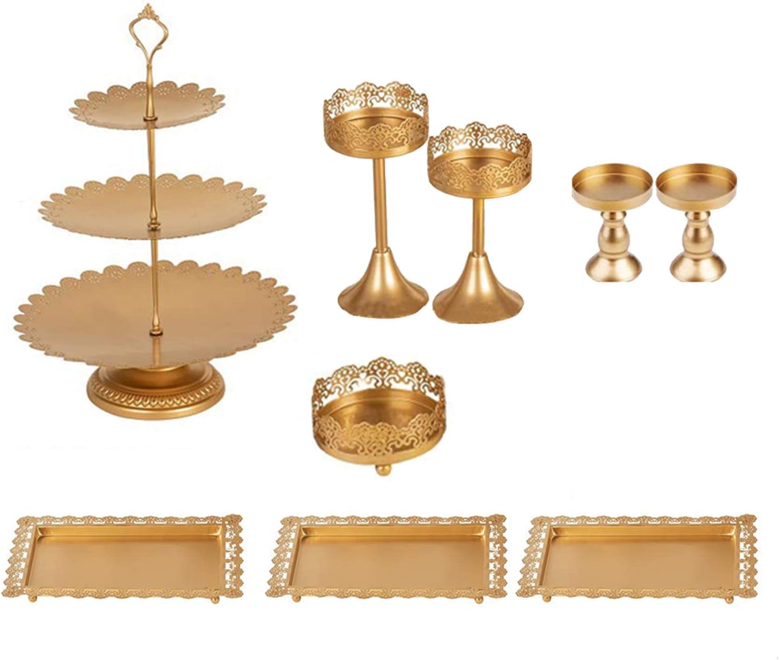 Iron Cake Stands Set of 9 Pcs Gold Cupcake Holder Fruits Dessert Display Plate for Baby Shower Wedding Birthday Party Celebration Home Decor Serving Platter