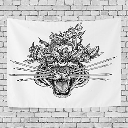 TJDY Many Eyes Tiger Canvas Modern Art DIY Style Crosswise Wall Carpet Tapestry 80x60(in)