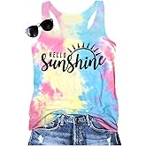 Womens Tank Tops Summer Shirts - Sleeveless Sunshine Graphic Shirt Casual Loose Vest Vacation Classic-Fit Shirt Cami