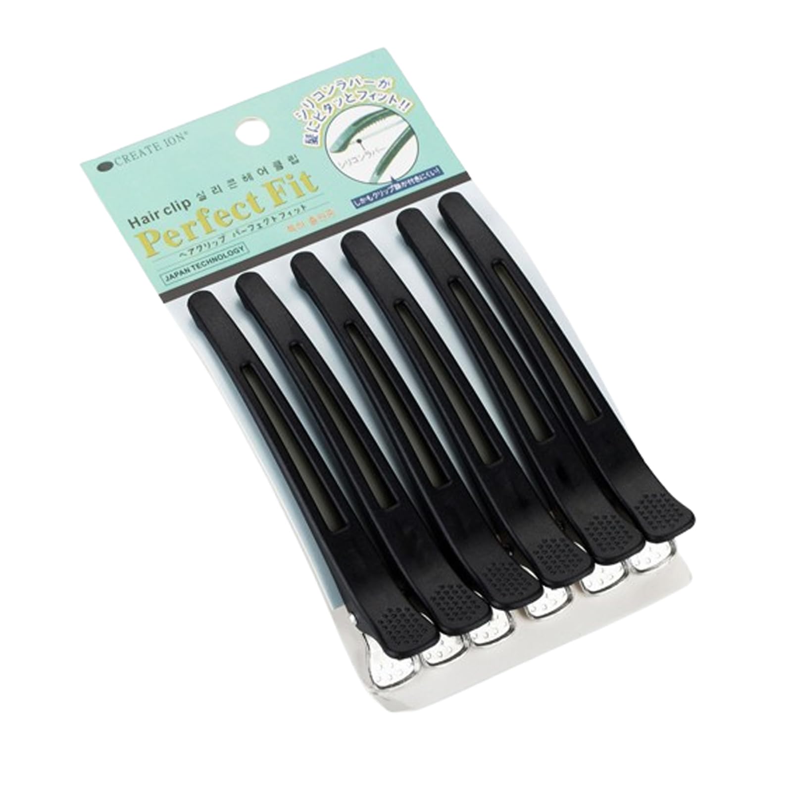 6 pcs black hair clips,Professional Hair Clips for Styling Sectioning, Non Slip No-Trace Duck Billed Hair Clips with Silicone Band, Salon and Home Hair Cutting Clips for Hairdresser, Women,10.9cm