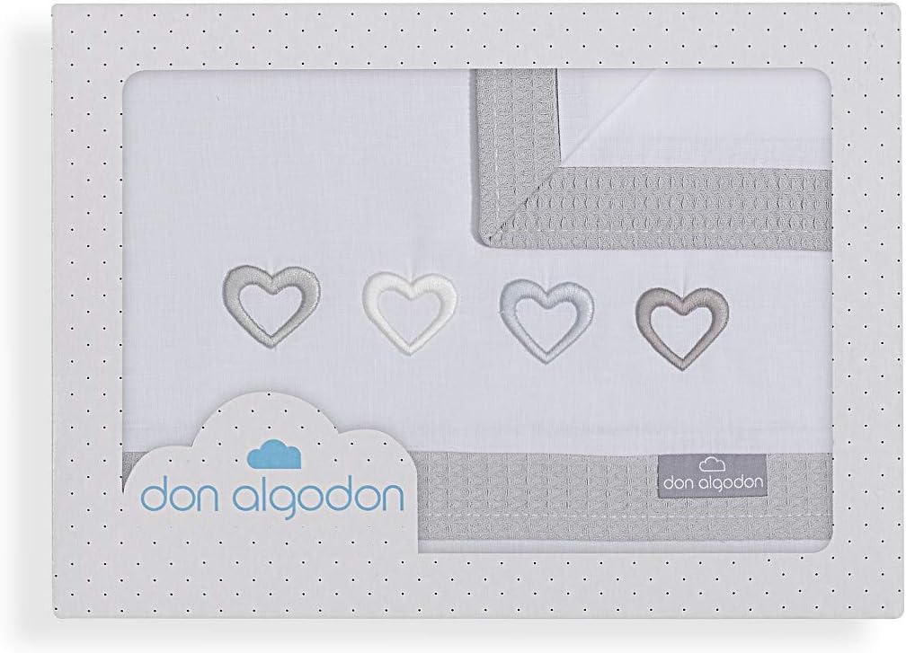 Don Algodón Sábanas Cochecito Cuore Blanco Gris: Amazon.es: Bebé