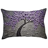 Pgojuni Rectangle Pillow Case Sofa 3D Flower Tree Waist Throw Cushion Cover Pillow Case 1pc (L)