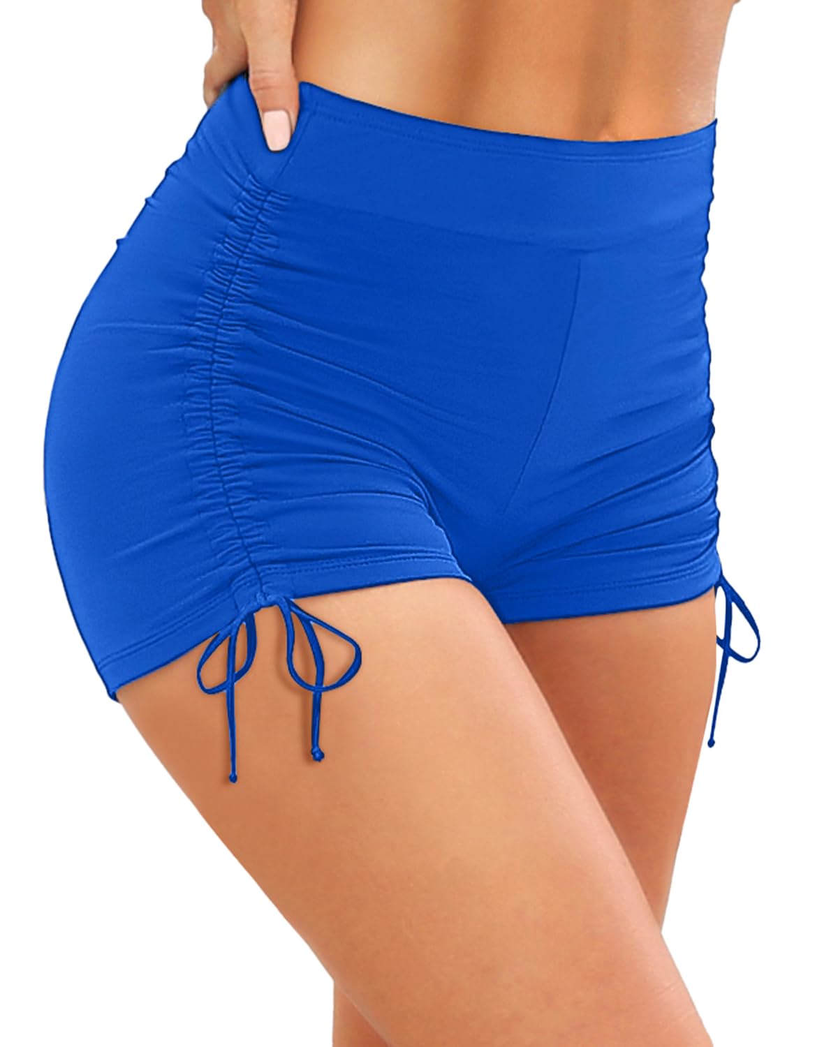 Photo 1 of Women Swim Shorts High Waisted Swimsuit Shorts Tummy Control Bathing Suit Bottom Plus Size Boyshorts Blue M