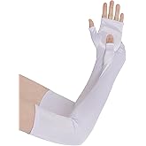 obmwang Women's Long Satin Fingerless Gloves Elbow Length Opera Gloves for Bridal Wedding Party Costume Accessories