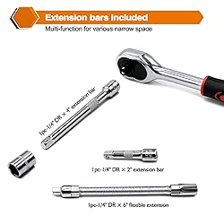 Egofine 46 Pieces 1/4 inch Drive Socket Ratchet