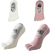 2 Pairs Toe Socks Women, 5 Toe Design Non Slip Socks Women Yoga Socks, Grip Socks Pilates Suitable for Dance Sports