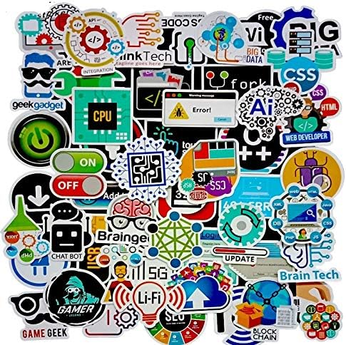 50 PCS Cool Programming Stickers Logo Internet Software Sticker Funny Gift for Geeks Hackers Developers to DIY Laptop Phone