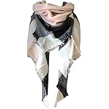 Wander Agio Womens Warm Long Shawl Wraps Large Scarves Knit Cashmere Feel Plaid Triangle Scarf
