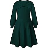 GRACE KARIN Girls Sweater Dress Bow Collar Pleated Skirt 6-14Y Back to School Outfit Knit Fall Winter Dress