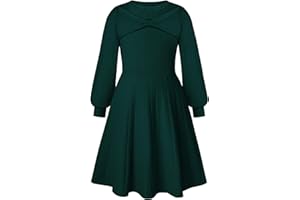 GRACE KARIN Girls Sweater Dress Bow Collar Pleated Skirt 6-14Y Back to School Outfit Knit Fall Winter Dress