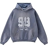 Aelfric Eden Mens Hoodies Graffiti Number 99 Print Hoodie Unisex Y2k Streetwear Oversized Hooded Pullover Pocket Sweatshirt