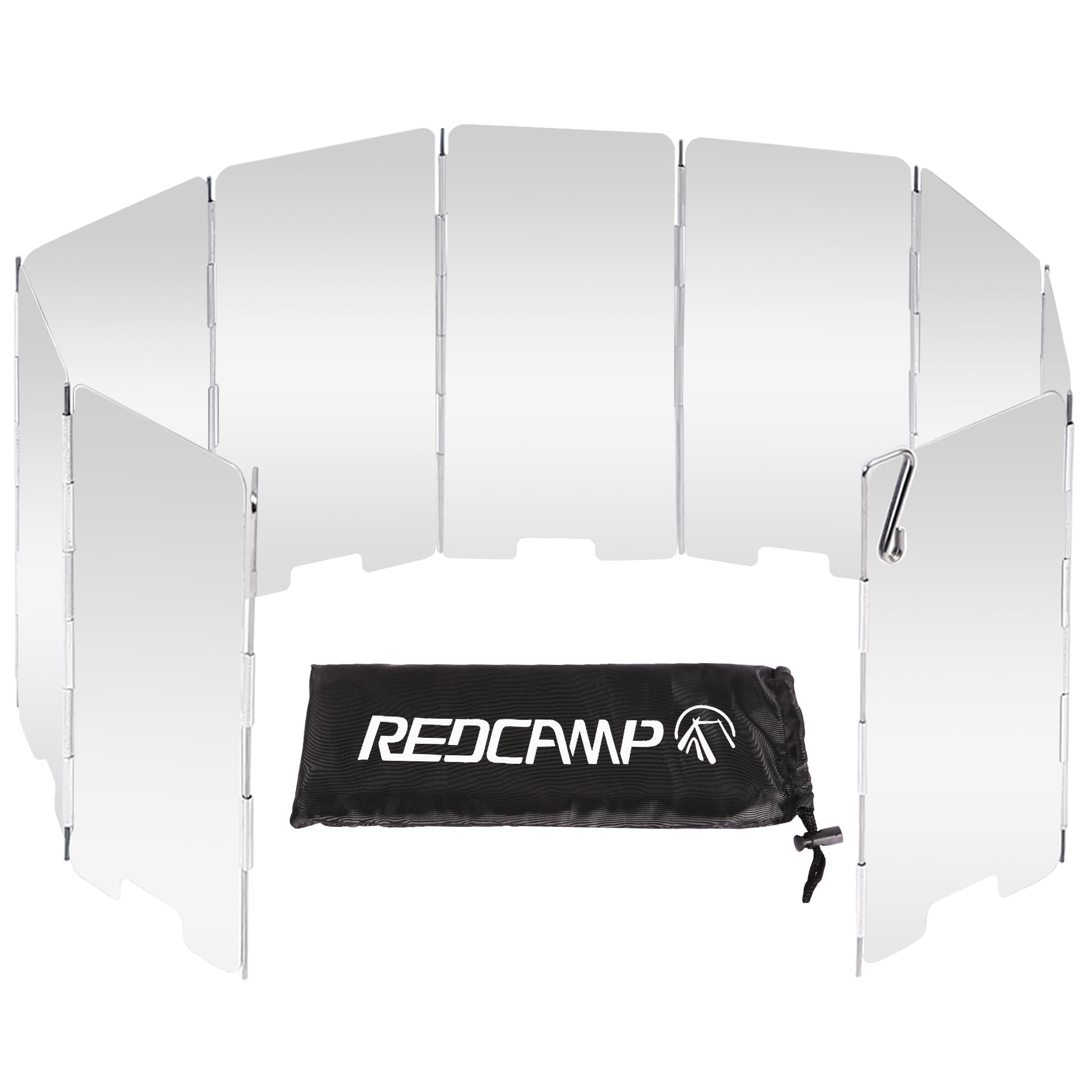 REDCAMP Foldable Windshield for Outdoor Use, 8/9/10/12 Plates Aluminium Camping Stove Wind Protection with Carry Bag, Lightweight Butane Burner Wind Protection, 9 Platesï¼ Shorter, 5.3 Inches