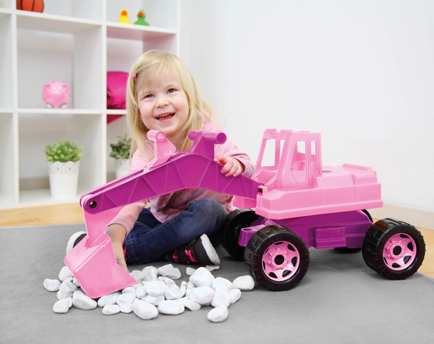 pink excavator toy