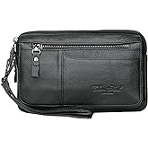 KPYWZER Leather Clutch Purse Wallet Men Wrist Bag