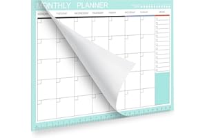 Phyxin Undated Planner, 54 Sheets Blank Calendar, 11.2" x 8.3" Monthly Calendar Planner, Tear Off Undated Monthly Planner with Memo for Women, Students, Teachers, Green