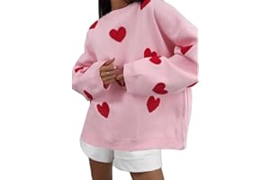 Yiulangde Valentine's Day Heart Sweater for Women Cute Love Shape Sweatshirt Casual Crewneck Valentine Shirt Pullover Tops
