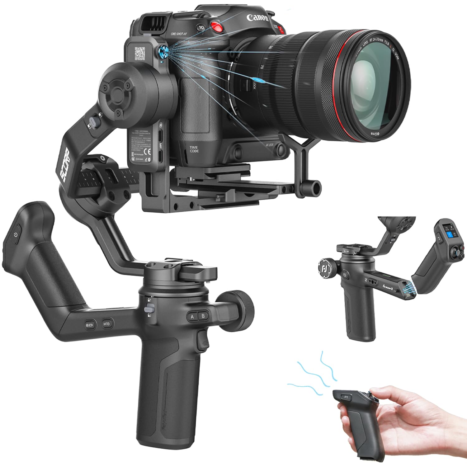 Photo 1 of FeiyuTech SCORP 3 Gimbal Stabilizer for Camera, Built-in AI Tracking Sensor & Detachable Remote Control, 3.5KG Payload Camera Stabilizer with Touch Screen, Vertical Shooting