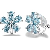 MOLATTA Clip On Flower Earrings for Women CZ Sparkly Stud Earrings Non Pierced Cubic Zirconia Cherry Blossom
