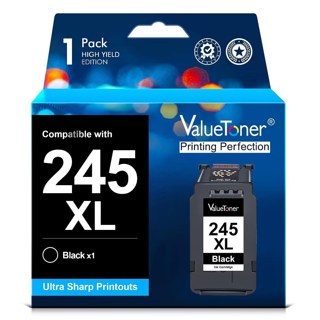 Valuetoner 245XL Replacement for Canon 245XL Black Ink 245 XL PG245XL 243 for Pixma TR4520 TR4527 MX492 MX490 MG2520 MG2522 MG2525 MG2920 MG2922 MG3022 MG3029 TS202 TS302 TS3320 Printer (1 Black)