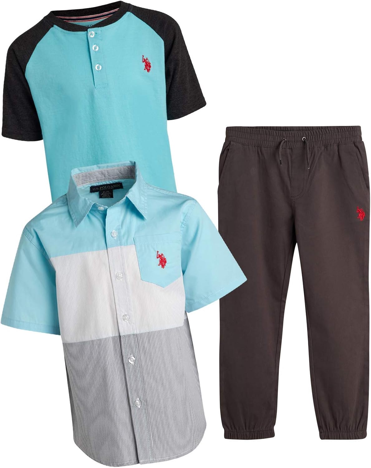 jogger pants and polo shirt