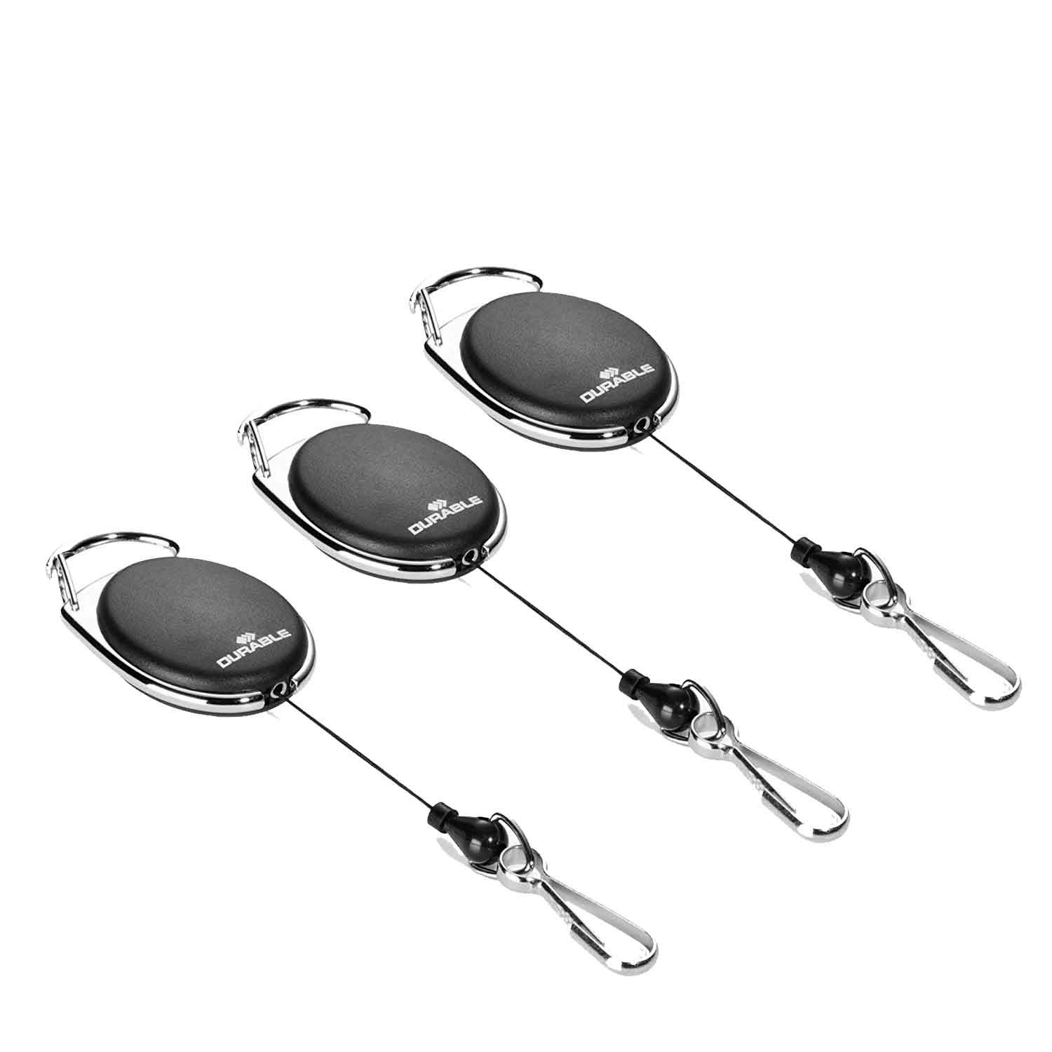 Durable 832701 Jojo Style Loop Clip (with Spring Hook) Black (Black Pack of 3)