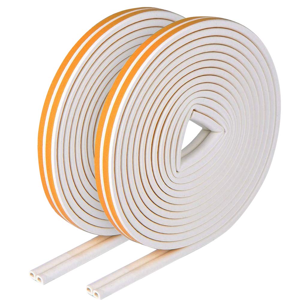 QincLing Weather Strip Tape 12 Meters Self Adhesive Door Seal Strip Rubber Seal Foam Strip Draught Excluder Tape Soundproofing Avoidance Rubber Weatherstrip For Doors Windows Insulation Strip（2 PACK）
