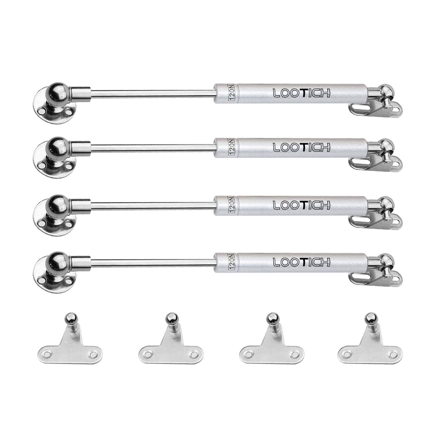 LOOTICH 120N Whole Steel Automatic Lid Stay Kitchen Cabinet Cupboard Wardrobe Door Toy Box Hydraulic Spring Gas Strut Piston Soft Opening Hinges for Flap Fittings Pack of 4