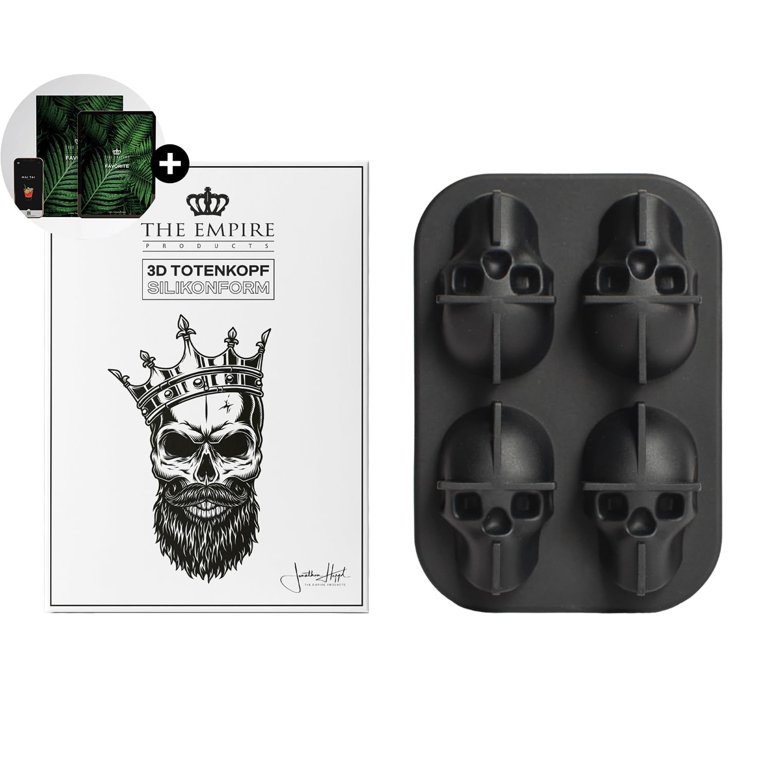 THE EMPIRE PRODUCTS - Black Skull Silicone Ice Cube Mold, 1 Piece, Includes Instructions